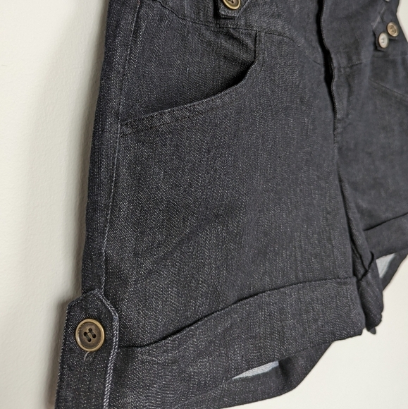 Miss Demeanor Button Cuffed Dark Wash Denim Stretchy Mid Rise Jean Shorts- sz 16 - Picture 4 of 12
